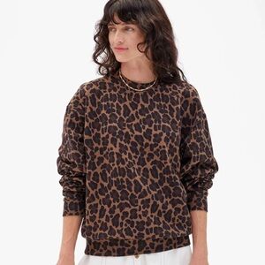Clare V Leopard Leopard Print Oversized Sweatshirt NWOT